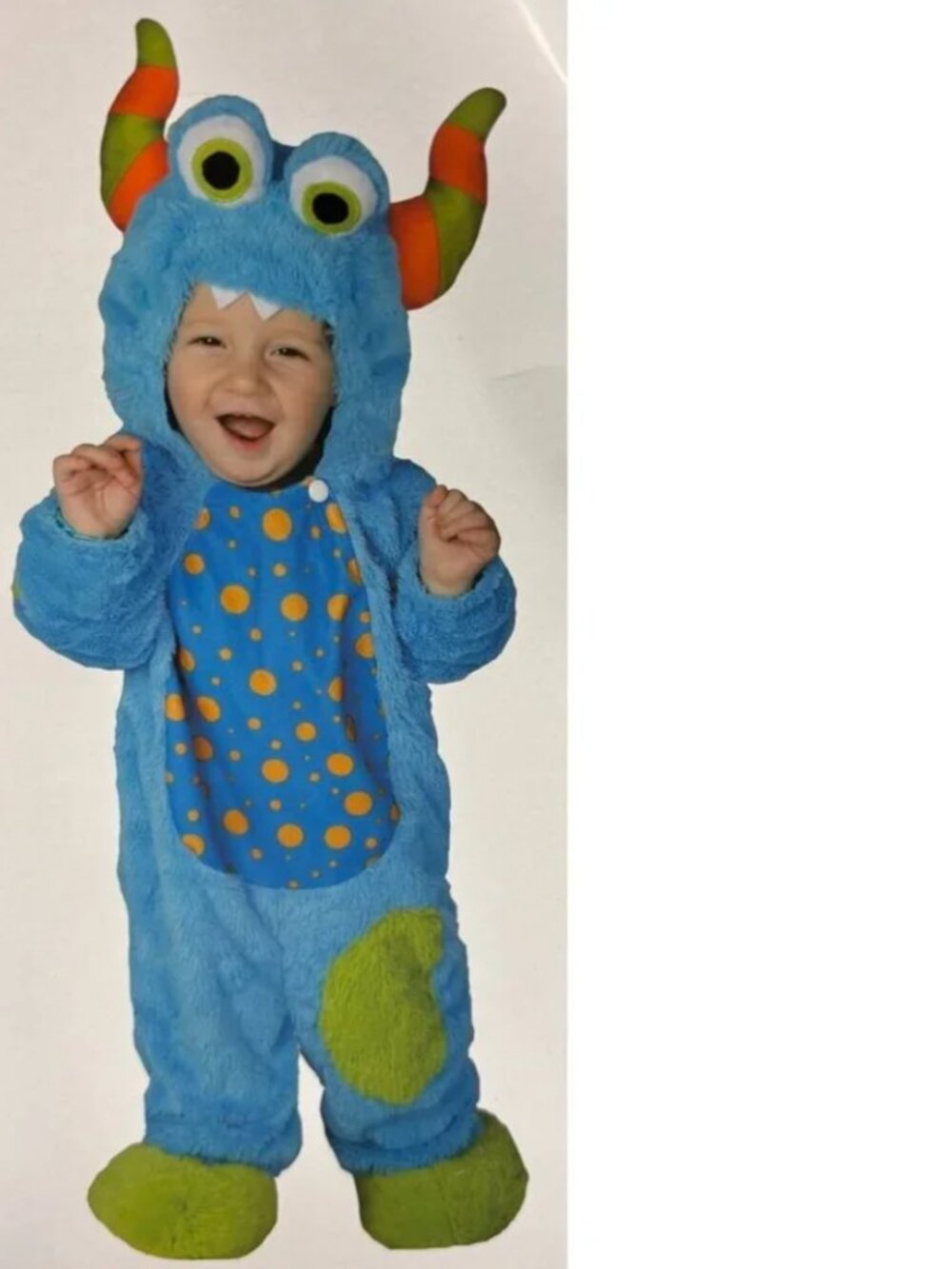 Blue Monster Halloween Costume 6/12 months Plush 1 Pc Hooded Footed Baby Infant